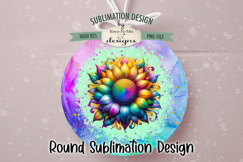 Colorful Sunflower Wind Spinner Round Sublimation Design PNG Sublimation Ewe-N-Me Designs 