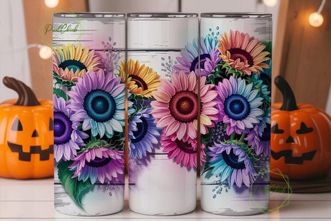 Colorful Sunflower Wood 20oz Tumbler Sublimation PixelChick 