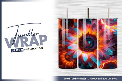 Colorful Sunflowers Illustration With Neon Light Effects Sublimation Regulrcrative 