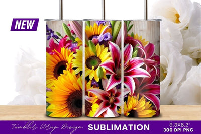 Colorful sunflowers lilies and other flowers Sublimation Regulrcrative 