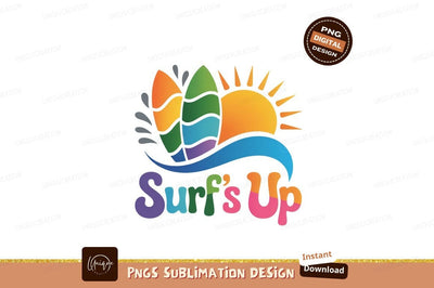 Colorful surfboards sun ocean waves image Sublimation Designangry 
