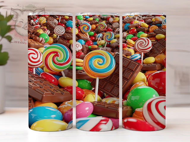 Colorful Sweet Candy Tumbler, Colorful Sweet Design, Seamless Wrap, Fun Playful Style, Bright Chic Print, Cute Aesthetic, Sweet Treat Theme, 20Oz Tumbler, Sublimation Sublimation Lara' s Designs 