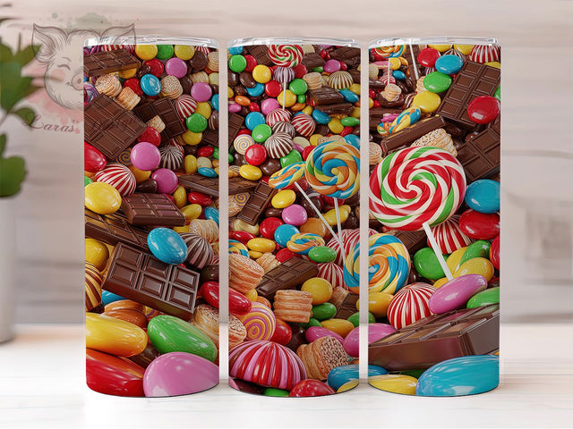 Colorful Sweet Candy Tumbler, Colorful Sweet Design, Seamless Wrap, Fun Playful Style, Bright Chic Print, Cute Aesthetic, Sweet Treat Theme, 20Oz Tumbler, Sublimation Sublimation Lara' s Designs 