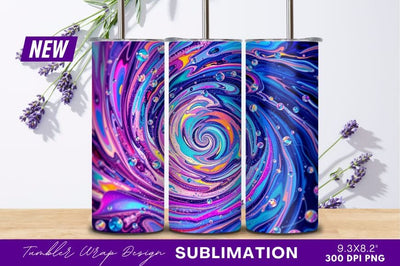 Colorful Swirl Art With Bubbles Tumbler Png Sublimation Regulrcrative 