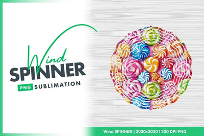 Colorful Swirl Lollipops on Pink Background Candy Pattern Wind Spinner Round Png Sublimation Regulrcrative 