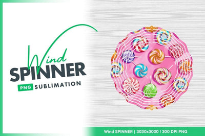 Colorful Swirl Lollipops on Pink Background Wind Spinner Round Png Pattern Sublimation Regulrcrative 
