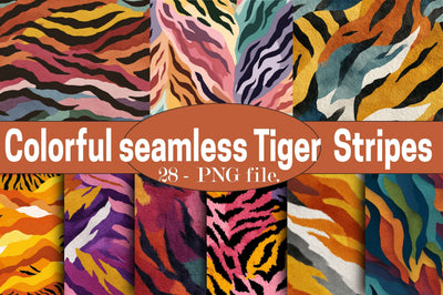 Colorful Tiger Stripes Digital Paper Digital Pattern SVGArt 