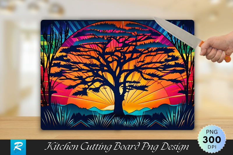 Colorful Tree Cutting Board Sublimation Regulrcrative 
