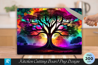 Colorful Tree Cutting Board Sublimation Regulrcrative 