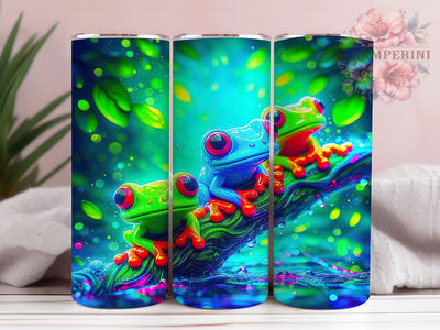 Colorful Tree Frog Tumbler, Colorful Style, Nature Inspired, Whimsical Design, Bright Pattern, 20Oz Tumbler, Sublimation Wrap Sublimation Li Zamperini 