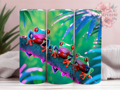 Colorful Tree Frog Tumbler, Colorful Style, Nature Inspired, Whimsical Design, Bright Pattern, 20Oz Tumbler, Sublimation Wrap Sublimation Li Zamperini 