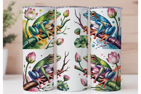 Colorful Tree Frogs 20oz Tumbler Wrap Sublimation PixelChick 