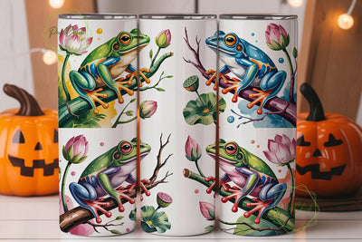 Colorful Tree Frogs 20oz Tumbler Wrap Sublimation PixelChick 