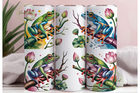 Colorful Tree Frogs 20oz Tumbler Wrap Sublimation PixelChick 