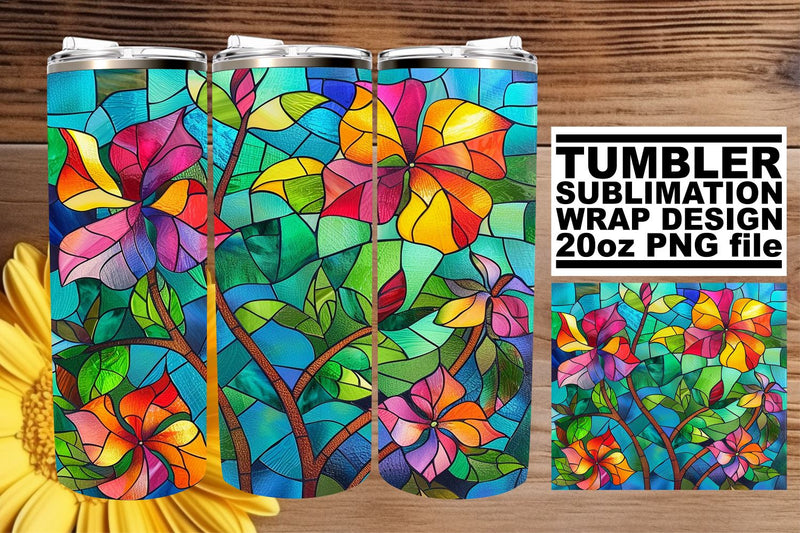 Colorful Tree Stained Glass Wrap 20oz Tumbler Sublimation Sublimation afrosvg 