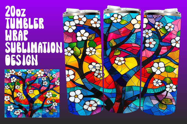 Colorful Tree Tumbler Wrap 20oz Spring PNG Sublimation afrosvg 