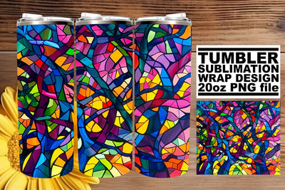 Colorful Tree Wrap 20oz Stained Glass Tumbler Art Sublimation afrosvg 