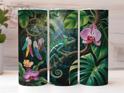Colorful Tropical Chameleon Tumbler, Reptile Spirit Tumbler, Chameleon 20oz Wrap, Sublimation Design, Exotic Gift Idea, Colorful Reptile Wrap, Whimsical Chameleon Tumbler Sublimation Lara' s Designs 
