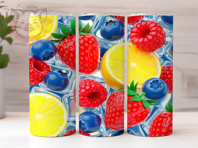 Colorful Tropical Fruit Tumbler, Colorful Fruit Pattern, Juicy Fruit Design, 20Oz Sublimation Wrap, Fresh Fruit Art, Tropical Fruit Texture, Tumbler Sublimation Sublimation Lara' s Designs 