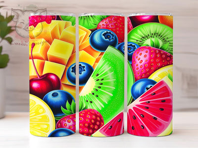Colorful Tropical Fruit Tumbler, Fruit Salad Pattern, Colorful Fruit Design, 20Oz Sublimation Wrap, Juicy Fruit Art, Tropical Fruit Texture, Tumbler Sublimation Sublimation Lara' s Designs 