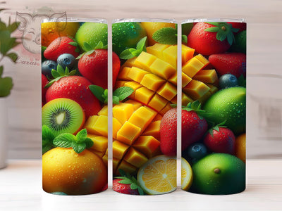 Colorful Tropical Fruit Tumbler, Fruit Salad Pattern, Colorful Fruit Design, 20Oz Sublimation Wrap, Juicy Fruit Art, Tropical Fruit Texture, Tumbler Sublimation Sublimation Lara' s Designs 