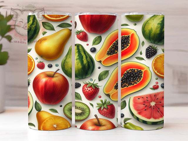 Colorful Tropical Fruit Tumbler, Tropical Fruit Wrap, Avocado Watermelon Cup, Orange Apple Sublimation Design, Summer Gift Tumbler, Sweet Tropical Fruit Wrap, Adorable Fruit Cup Sublimation Lara' s Designs 