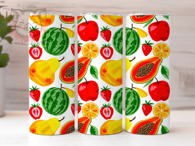 Colorful Tropical Fruit Tumbler, Tropical Fruit Wrap, Avocado Watermelon Cup, Orange Apple Sublimation Design, Summer Gift Tumbler, Sweet Tropical Fruit Wrap, Adorable Fruit Cup Sublimation Lara' s Designs 