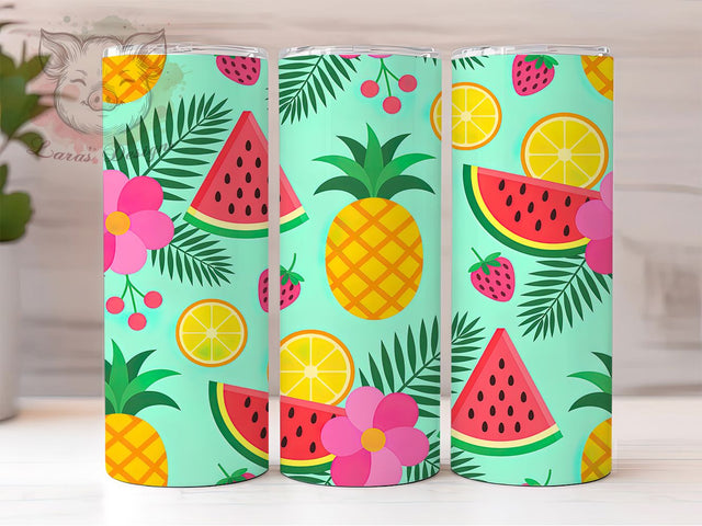 Colorful Tropical Fruits Tumbler, Colorful Fruit Wrap, Cute Summer Cup, Artistic Sublimation Design, Summer Gift Tumbler, Sweet Tropical Wrap, Adorable Fruit Cup Sublimation Lara' s Designs 