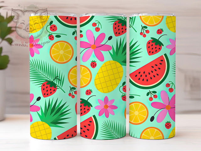 Colorful Tropical Fruits Tumbler, Colorful Fruit Wrap, Cute Summer Cup, Artistic Sublimation Design, Summer Gift Tumbler, Sweet Tropical Wrap, Adorable Fruit Cup Sublimation Lara' s Designs 