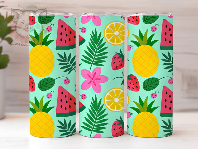 Colorful Tropical Fruits Tumbler, Colorful Fruit Wrap, Cute Summer Cup, Artistic Sublimation Design, Summer Gift Tumbler, Sweet Tropical Wrap, Adorable Fruit Cup Sublimation Lara' s Designs 