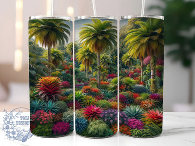 Colorful Tropical Garden Floral Tumbler, Garden Flower Tumbler, Exotic Floral Wrap, Whimsical Tropical Wrap, Colorful Garden Wrap, Sublimation Design, Trendy Gift Idea Sublimation ToriDesigns 