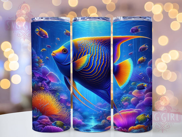 Colorful Tropical Ocean Fish Tumbler, Ocean Wrap, Colorful Design, Sublimation Art, 20oz Tumbler, Sea Life Theme, Exotic Style Sublimation SvggirlplusArt 