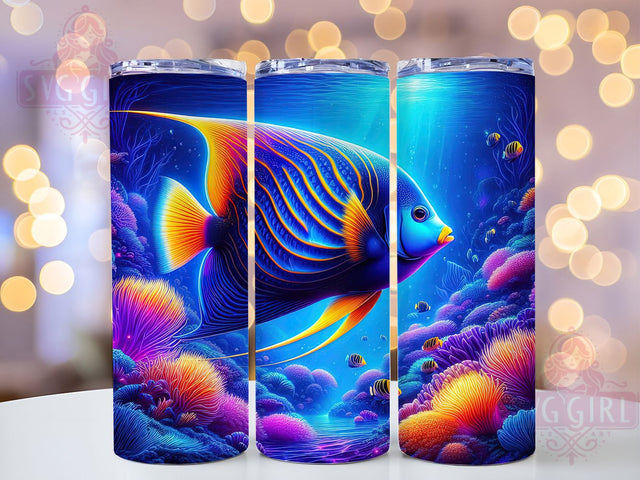 Colorful Tropical Ocean Fish Tumbler, Ocean Wrap, Colorful Design, Sublimation Art, 20oz Tumbler, Sea Life Theme, Exotic Style Sublimation SvggirlplusArt 