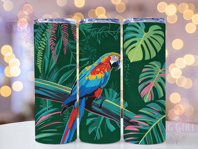 Colorful Tropical Parrot Tumbler, Tropical Theme, Stainless Steel, Thermal Tumbler, Exotic Bird, 20Oz Tumbler, Sublimation Wrap Sublimation SvggirlplusArt 