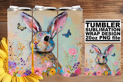 Colorful Tumbler Magic with Bunnies Sublimation afrosvg 