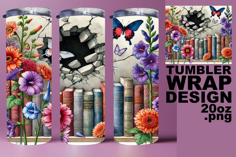 Colorful tumbler wrap, high-resolution PNG available! , Books Sublimation HoodArtCraft 