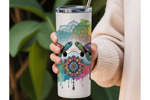 Colorful Turtle Mandala 20oz Tumbler Sublimation DesignSVG 