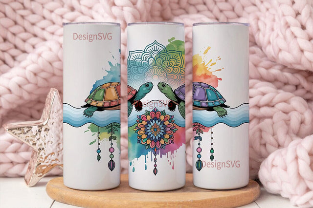 Colorful Turtle Mandala 20oz Tumbler Sublimation DesignSVG 