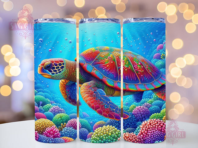 Colorful Turtle Tumbler Wrap, 20oz Skinny Tumbler Wrap Sublimation PNG, Instant Download, Straight & Tapered Tumbler Wra, Sea Turtle PNG Sublimation SvggirlplusArt 