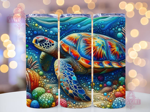 Colorful Turtle Tumbler Wrap, 20oz Skinny Tumbler Wrap Sublimation PNG, Instant Download, Straight & Tapered Tumbler Wra, Sea Turtle PNG Sublimation SvggirlplusArt 