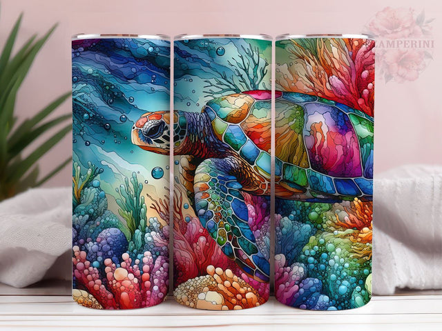 Colorful Turtle Tumbler Wrap, Sea Turtle PNG, Instant Digital Download PNG, Straight & Tapered Tumbler Wrap PNG Sublimation Li Zamperini 