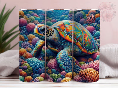 Colorful Turtle Tumbler Wrap, Sea Turtle PNG, Instant Digital Download PNG, Straight & Tapered Tumbler Wrap PNG Sublimation Li Zamperini 
