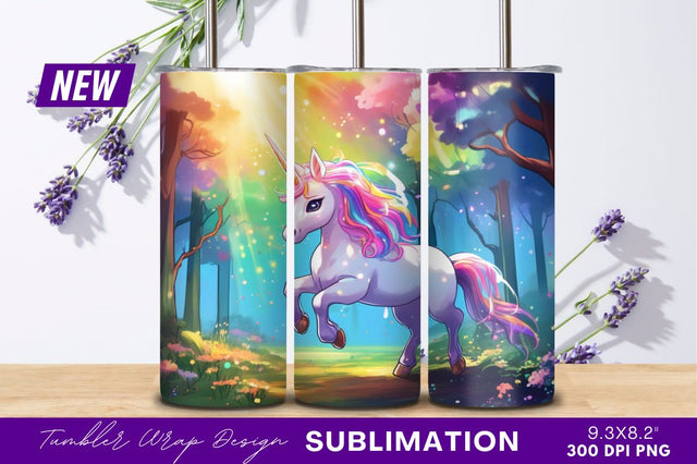 Colorful Unicorn In Magical Forest Illustration Sublimation Regulrcrative 
