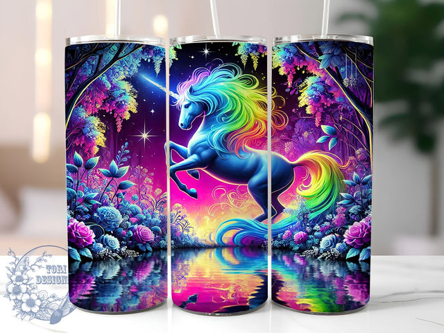 Colorful Unicorn Sparkly 20oz Kids Tumbler, Unicorn Tumbler, Sparkly Cup Wrap, 20oz Sublimation, Colorful Unicorn Design, Kids Drinkware, Fantasy Tumbler, Custom Unicorn Cup Sublimation ToriDesigns 