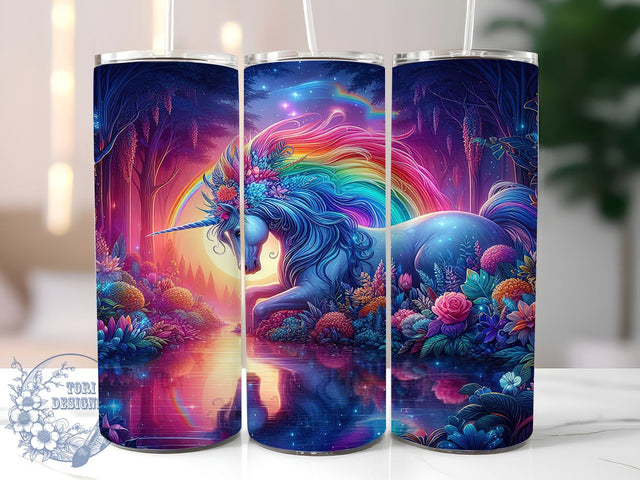 Colorful Unicorn Sparkly 20oz Kids Tumbler, Unicorn Tumbler, Sparkly Cup Wrap, 20oz Sublimation, Colorful Unicorn Design, Kids Drinkware, Fantasy Tumbler, Custom Unicorn Cup Sublimation ToriDesigns 