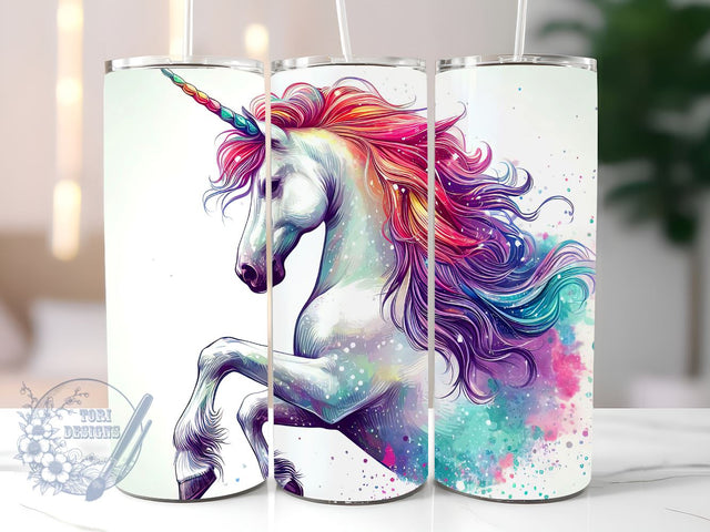 Colorful Unicorn Tumbler Wrap, 20oz Skinny Tumbler Sublimation Designs, Straight & Tapered Tumbler PNG, Instant Digital Download Sublimation ToriDesigns 