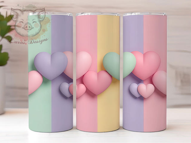 Colorful Valentine Heart Tumbler, Valentine's Day, Romantic Wrap, Sublimation Art, 20oz Tumbler, Love Theme, Bright Style Sublimation Lara' s Designs 