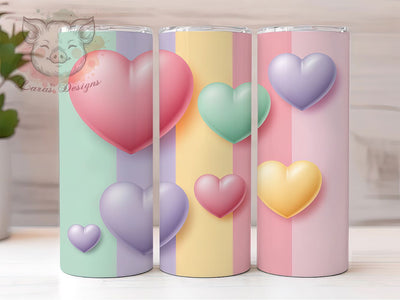 Colorful Valentine Heart Tumbler, Valentine's Day, Romantic Wrap, Sublimation Art, 20oz Tumbler, Love Theme, Bright Style Sublimation Lara' s Designs 