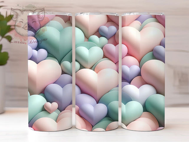 Colorful Valentine Heart Tumbler, Valentine's Day, Romantic Wrap, Sublimation Art, 20oz Tumbler, Love Theme, Bright Style Sublimation Lara' s Designs 