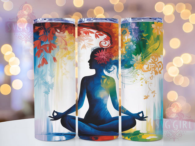 Colorful Vibrant Boho Yoga Tumbler, Vibrant Meditation Cup, Yoga Pose Wrap, 20Oz Sublimation Tumbler, Spiritual Wellness Design, Mindful Gift Cup, Boho Yoga Tumbler Sublimation SvggirlplusArt 
